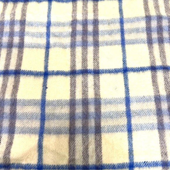 Burberry Of London Scarf 100% Cashmere Yellow blue gray Plaid Check 58"x12"(12 - Picture 7 of 11